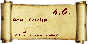 Árvay Orsolya névjegykártya