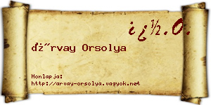 Árvay Orsolya névjegykártya